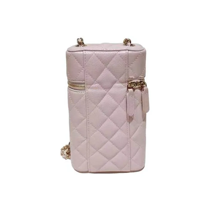 CHANEL Leather Shoulder Bag, Crossbody Bag, Cell Phone Pouch Women's Pink-1