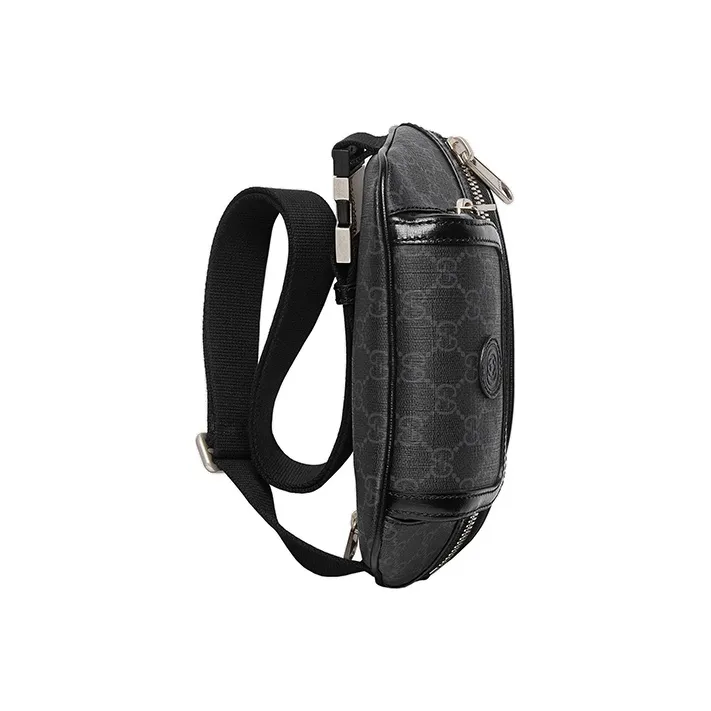 GUCCI Canvas With Leather Shoulder Bag, Crossbody Bag, Sling Bag, Fanny Pack Regular Men's Black Gray-5