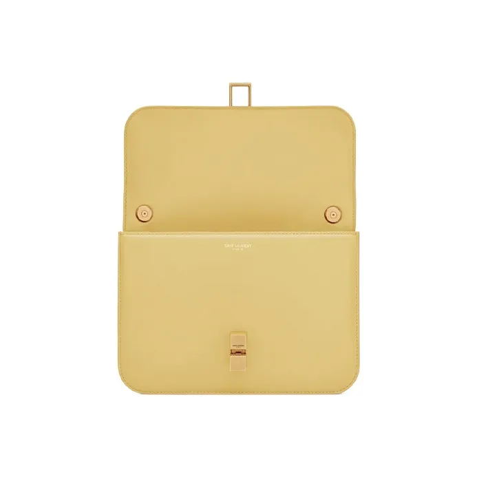 SAINT LAURENT Le Carre Box Leather Shoulder Bag, Crossbody Bag Women's Light Yellow-5