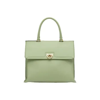 FERRAGAMO Trifolio Cow Leather Handbag Medium Size Women's Light Bright Green
