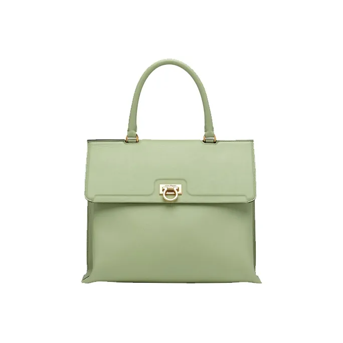 FERRAGAMO Trifolio Cow Leather Handbag Medium Size Women's Light Bright Green-0