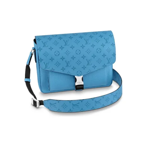 LOUIS VUITTON Messengerama Canvas With Leather Messenger Bag, Flap Bag, Shoulder Bag, Crossbody Bag Men's Blue