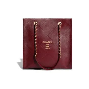 CHANEL Calfskin Tote Bag, Shopping Bag, Shoulder Bag, Handbag Women's Burgundy
