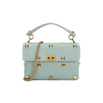 Valentino Leather Chain Bag, Portable Crossbody Bag, Shoulder Bag Women's Light Green