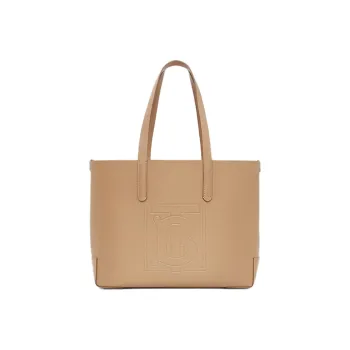 Burberry Leather Tote Bag Shopping Bag Handbag Medium Size Women's Camel