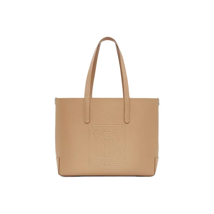 Burberry Leather Tote Bag Shopping Bag Handbag Medium Size Women's Camel-0