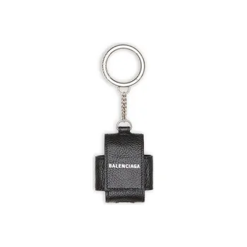 Balenciaga Cash Grained Calfskin Handheld Earphone Case Women's Black