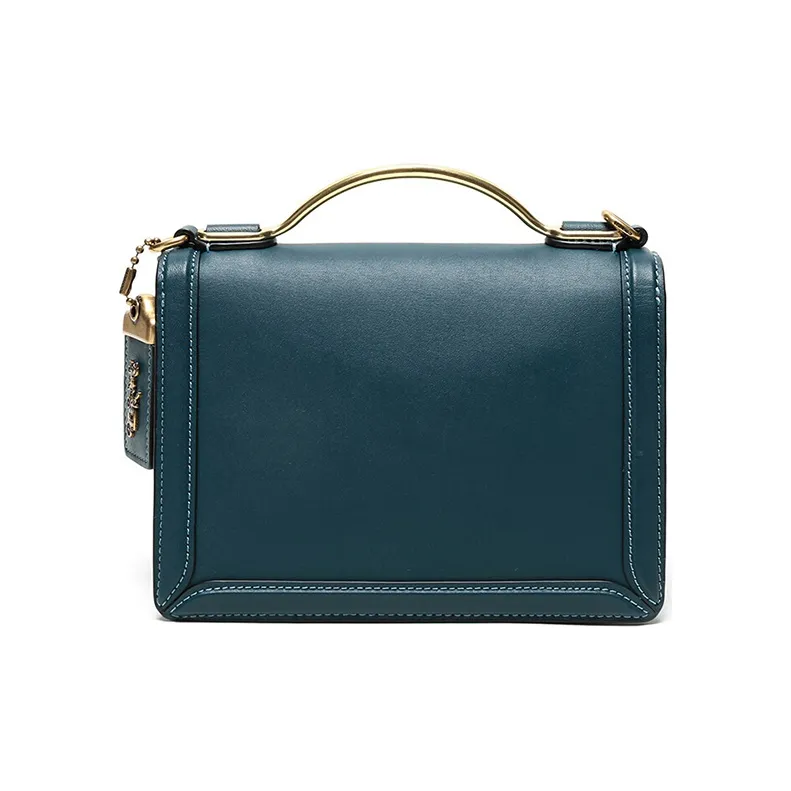COACH Riley Leather Trunk Bag Small Square Bag Handbag Shoulder Bag Crossbody Bag Small Size Women's Peacock Blue-3