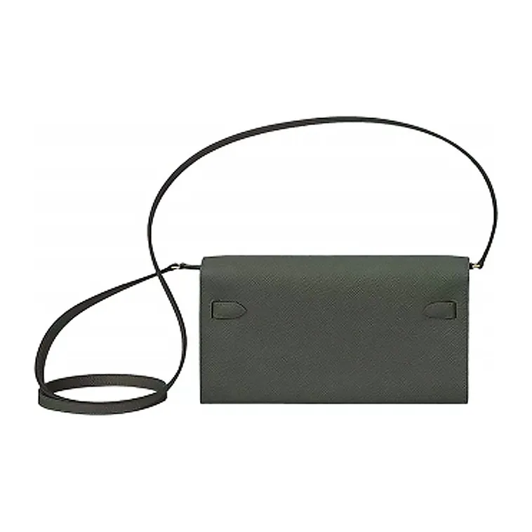 HERMES Kelly To GoKelly Epsom Leather One Shoulder Handbag Crossbody Bag Women's Gray Green-1