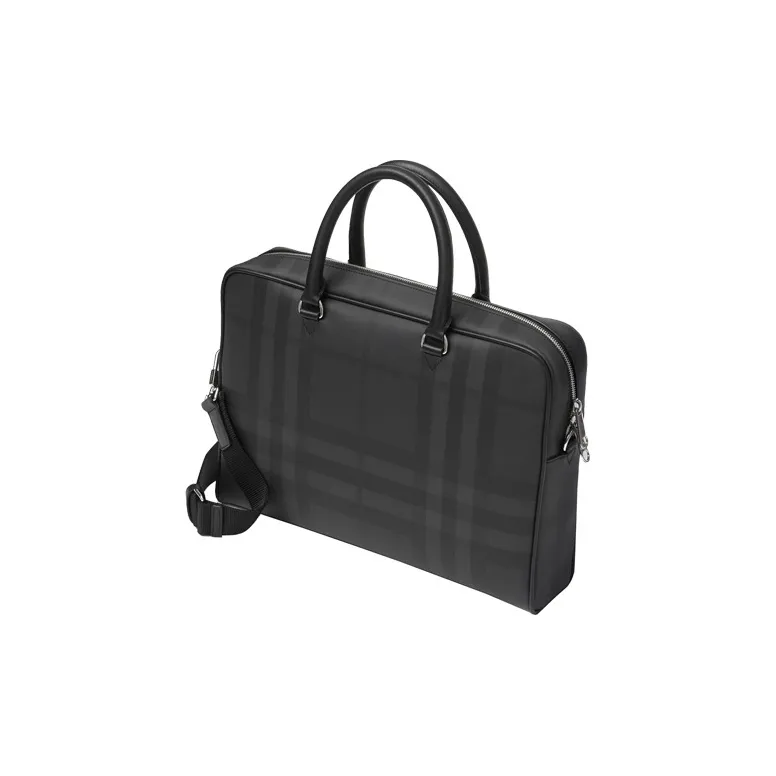 Burberry Leather Briefcase Shoulder Bag Crossbody Bag Handbag Regular Men's Dark Charcoal Gray-2