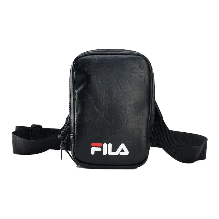 FILA Leather Cell Phone Pouch Shoulder Bag Crossbody Bag Unisex Black-0