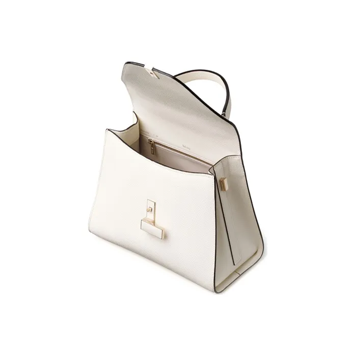 Valextra Iside Calfskin Shoulder Bag, Crossbody Bag, Handbag Medium Size Women's White-3