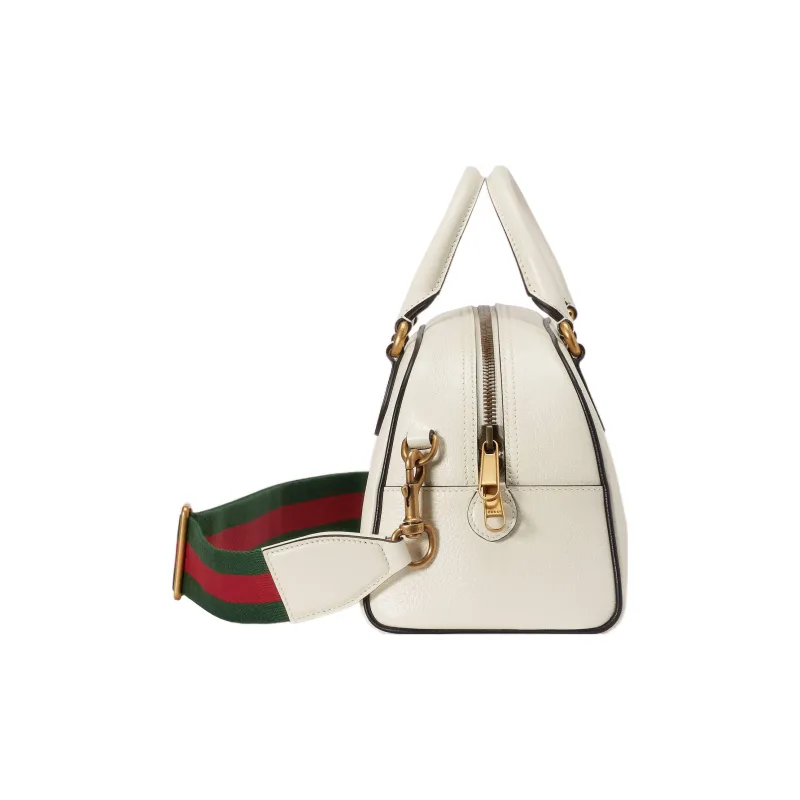 GUCCI Adidas Collaboration Leather Handbag, Shoulder Bag, Travel Bag Mini Men's White-3