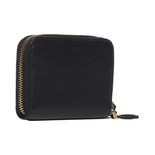 PRADA Leather Coin Purse Unisex Black-2