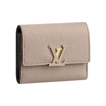 LOUIS VUITTON Capucines Cow Leather Capson Wallet Coin Purse Regular Women's Gray
