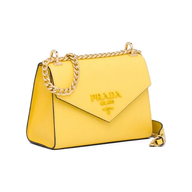 PRADA Saffiano Leather Shoulder Bag Women's Vibrant Yellow-1