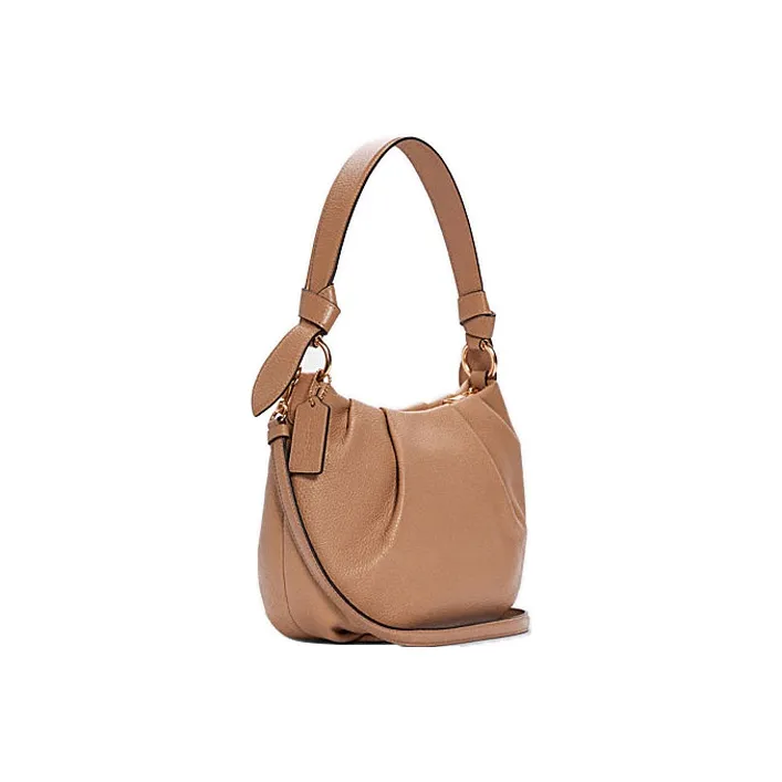 COACH Everly Leather Shoulder Bag Portable Crossbody Bag Shoulder Bag Large Size Women's Khaki-1