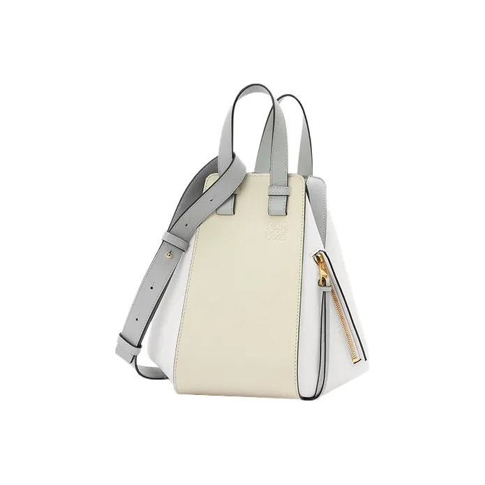 LOEWE Hammock Cow Leather Bucket Bags Shoulder Bag Crossbody Bag Handbag Small Size Women's Marble Gray/Soft White-0