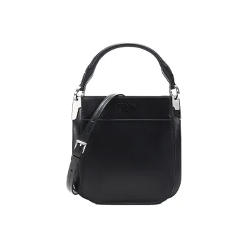 PRADA Cow Leather Handbag Shoulder Bag Women's Black