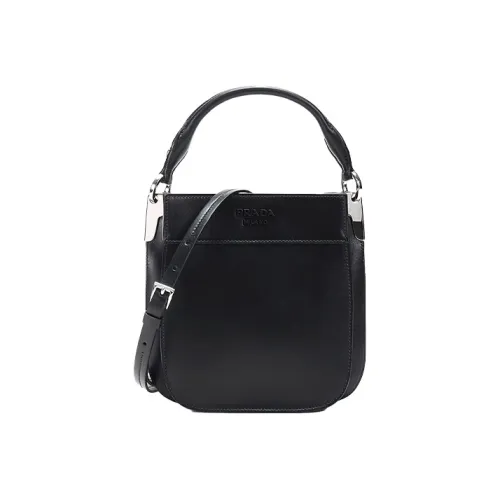 PRADA Cow Leather Handbag Shoulder Bag Women's Black