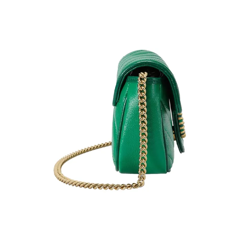 GUCCI GG Marmont Quilted Leather Shoulder Bag, Crossbody Bag Mini Women's Green/Bright Green-3