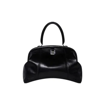 Balenciaga EDITOR Paper Calfskin Hourglass Bag Shoulder Bag Large Size Women's Black