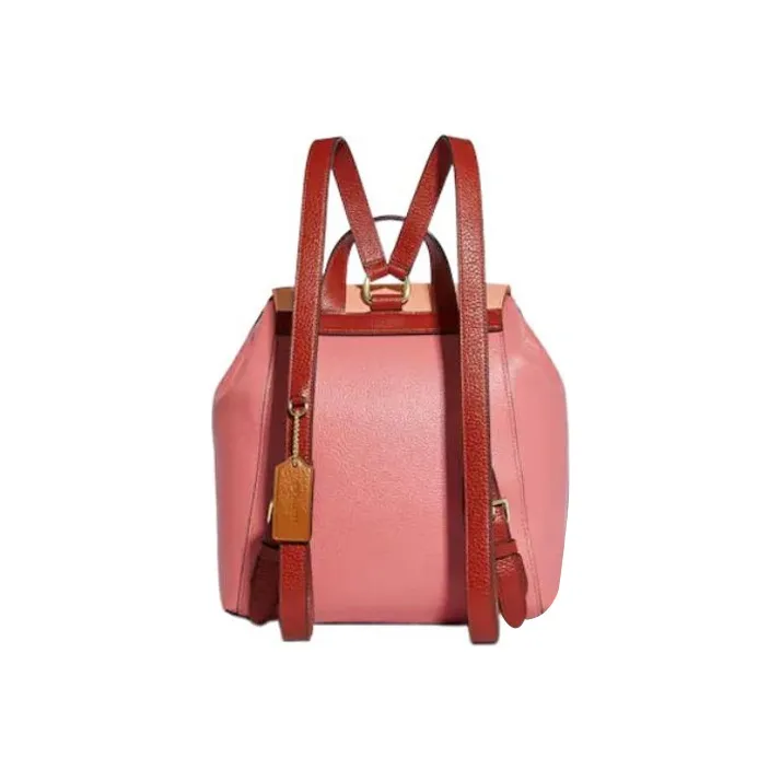 COACH Kleo Leather Backpack Medium Size Women's Nude/Candy Pink-2