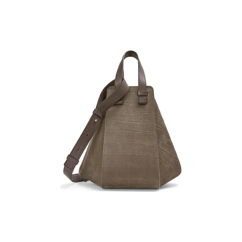LOEWE Hammock Leather Hammock Bag Handbag Shoulder Bag Crossbody Bag Small Size Women's Olive Green-3