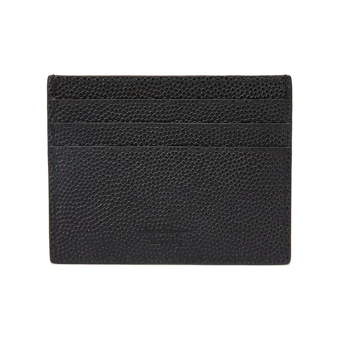 FERRAGAMO Leather Card Clip Card Holder Men's Black-1