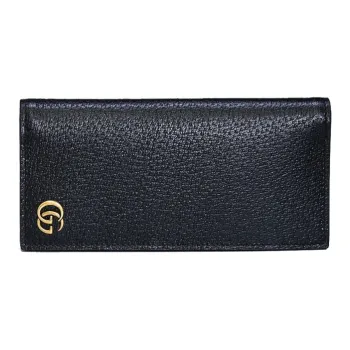 GUCCI GG Marmont Leather Long Double Fold Wallet Regular Men's Black