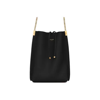 SAINT LAURENT Suzanne Smooth Cow Leather Hobo Bag Handbag Small Size Women's Black