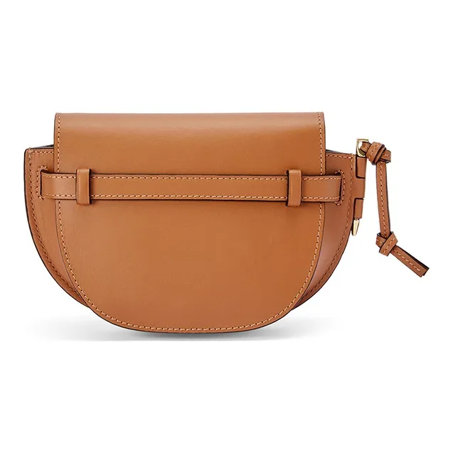 LOEWE Mini Gate Dual Bag In Soft Calfskin And Jacquard Tan-3