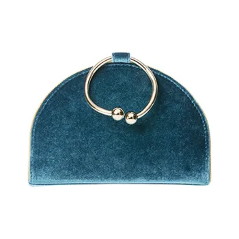 IRIDESCENCE Velour Dome Bag Shoulder Bag Crossbody Bag Handbag Mini Women's Cornflower Blue