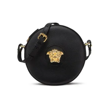 FANSIZHE La Medusa Leather Round Camera Bag Crossbody Bag Shoulder Bag Women's Black