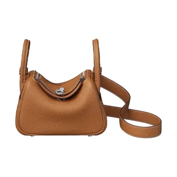 HERMES Lindy Taurillon Clemence Leather Handbag Shoulder Bag Crossbody Bag Mini Women's 37 Gold Gold Brown