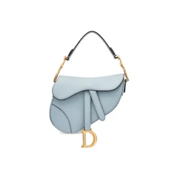 DIOR Saddle Grained Calfskin Saddle Bag Shoulder Bag Mini Women's Blue