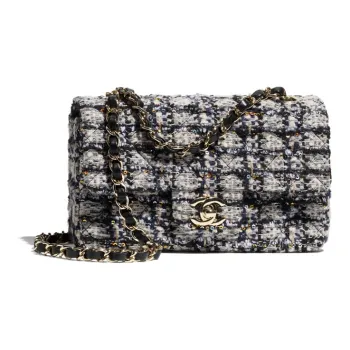 CHANEL Tweed Shoulder Bag, Crossbody Bag Women's Marine Blue & Silver & Gray