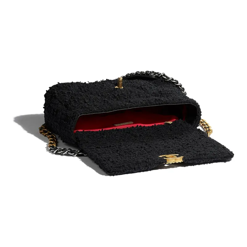 CHANEL 19Bag Tweed Handbag, Shoulder Bag, Crossbody Bag Tubas Women's Black-2
