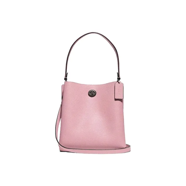 COACH Pebbled Leather Bucket Bag, Handbag, Shoulder Bag, Crossbody Bag Small Size Women's Pink-0