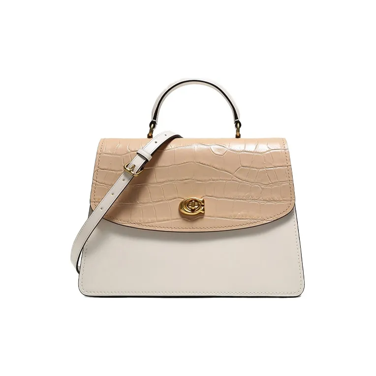 COACH Leather Crossbody One Shoulder Handbags Large Size Women's White-0