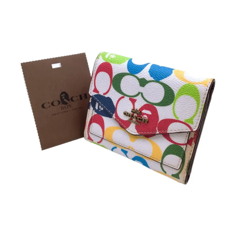 COACH Canvas With Leather Wallet Women's Multicolor-1