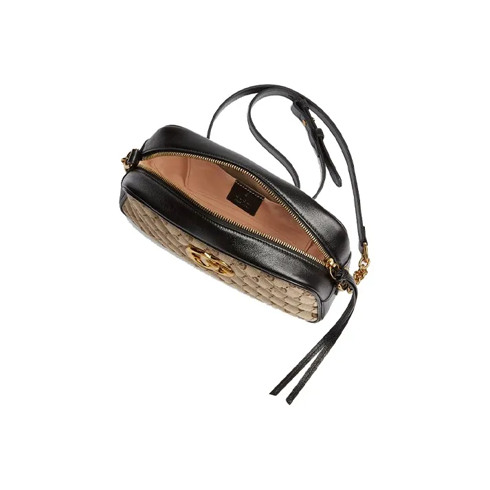 GUCCI Marmont Canvas With Leather Camera Bag Shoulder Bag Crossbody Bag Small Size Women's Ebony/Black-6