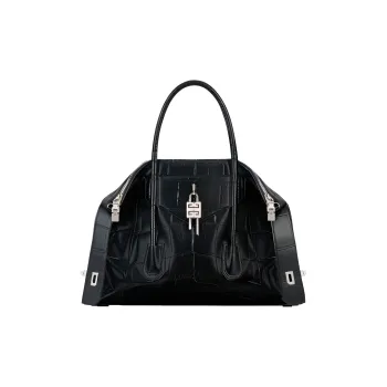 GIVENCHY Antigona Embossed Leather Tote One Shoulder Handbag Medium Size Women's Black