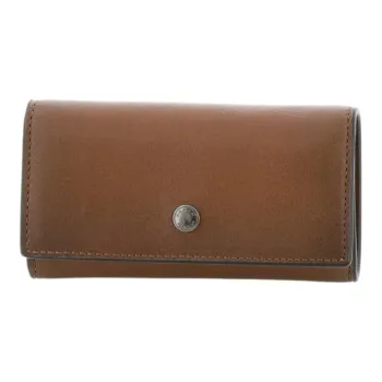 COACH Key Case Calfskin Key Pouch Women's Dark Saddle