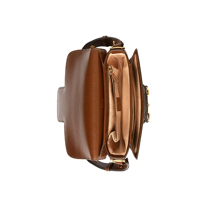 GUCCI Leather Saddle Bag, Crossbody Bag, Shoulder Bag Women's Brown-6