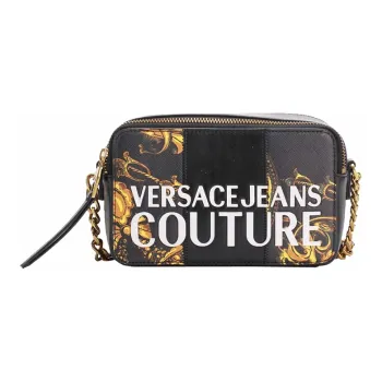 VERSACE JEANS COUTURE Leather Storage Bag, Toiletry Bag, Clutch Unisex Black, Gold & Multicolor