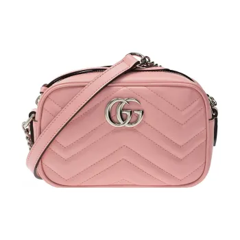 GUCCI Marmont Leather Camera Bag Shoulder Bag Crossbody Bag Mini Women's Pink/Candy Color