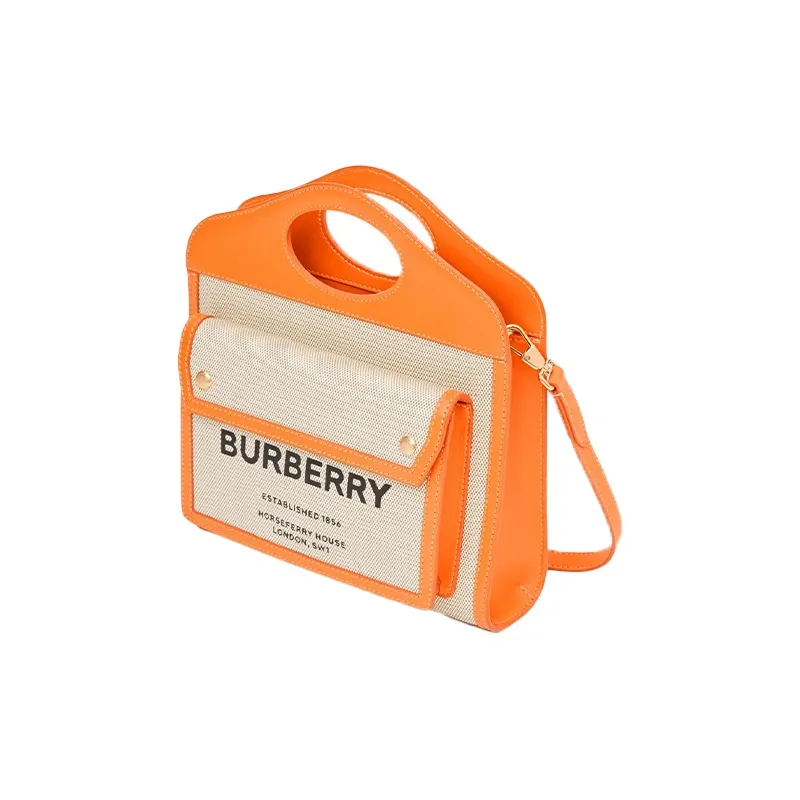 Burberry Pocket Bag Cotton Handbag Crossbody Bag Shoulder Bag Mini Women's Orange-3