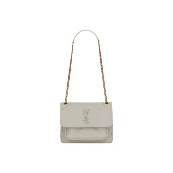 SAINT LAURENT Lambskin Hobo Bag One Shoulder Handbag Crossbody Bag Mini Women's White