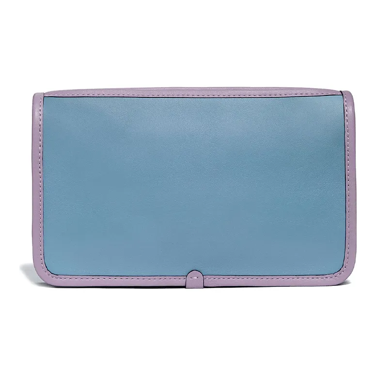 COACH Wristlet Leather Wrist Bag Clutch Small Size Women's Blue Purple-1